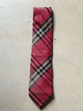 Burberry London Red Nova Check Silk Tie